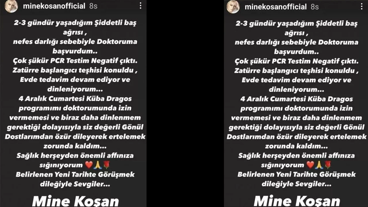 Ünlü şarkıcı Mine Koşan'dan kötü haber! Hastalığını sosyal medyadan duyurdu
